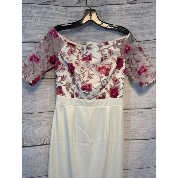 Little Mistress Embroidered Off-Shoulder Floral Dress - Picture 2 of 4